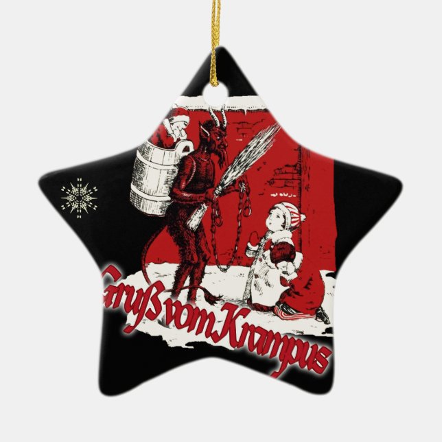 Krampus Snow Day Ceramic Ornament (Front)