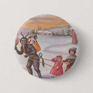 Krampus Stealing Toys & Children 6 Cm Round Badge