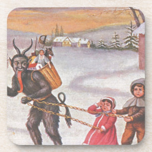 Krampus Stealing Toys & Children Coaster