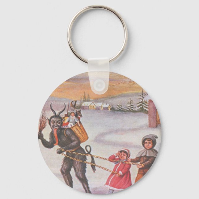 Krampus Stealing Toys & Children Key Ring (Front)