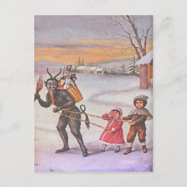 Krampus Stealing Toys & Children Postcard (Front)