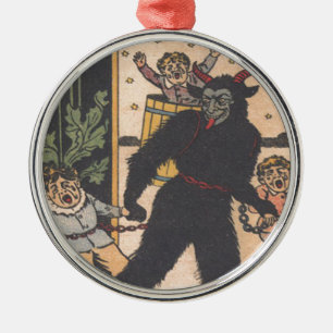 Krampus Taking Away Bad Children Metal Ornament