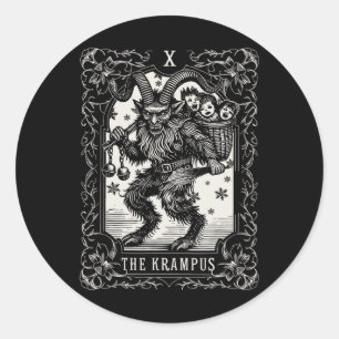 Krampus Tarot Card Design Christmas Season Evil Pa Classic Round Sticker