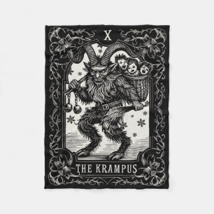 Krampus Tarot Card Design Christmas Season Evil Pa Fleece Blanket