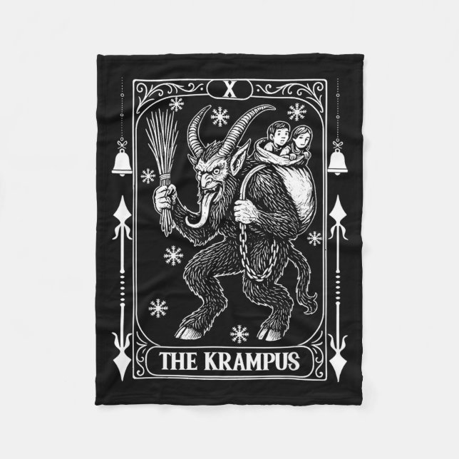 Krampus Tarot Card Design Christmas Season Evil Pa Fleece Blanket (Front)