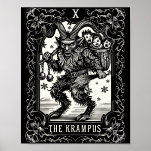 Krampus Tarot Card Design Christmas Season Evil Pa Poster