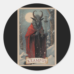 Krampus Tarot Card Design Xmas Hail Santa Christma Classic Round Sticker