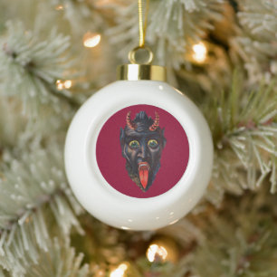 Krampus Vintage Ceramic Ball Christmas Ornament