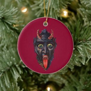 Krampus Vintage Illustration Horror  Ceramic Ornament