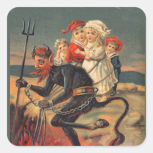 Krampus with a Load of Children Christmas Stickers