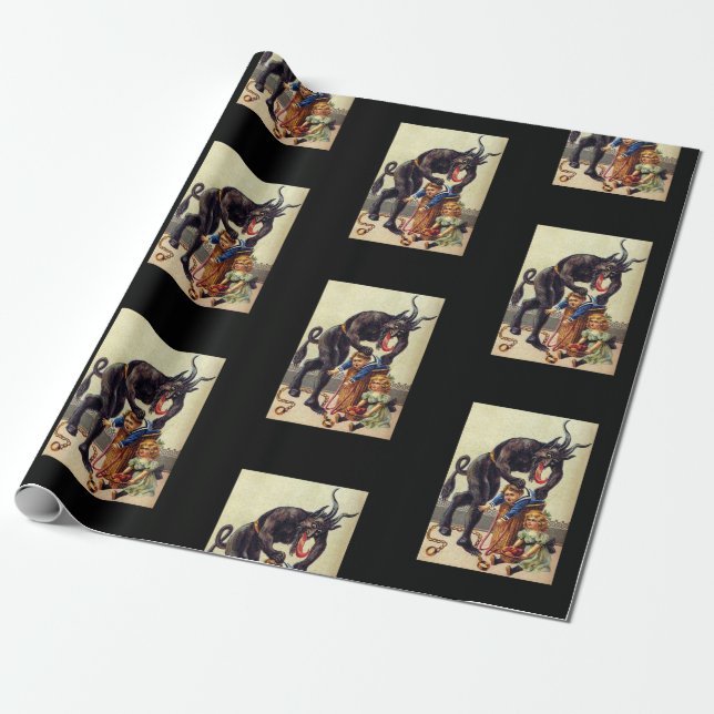 Krampus wrapping paper black  (Unrolled)