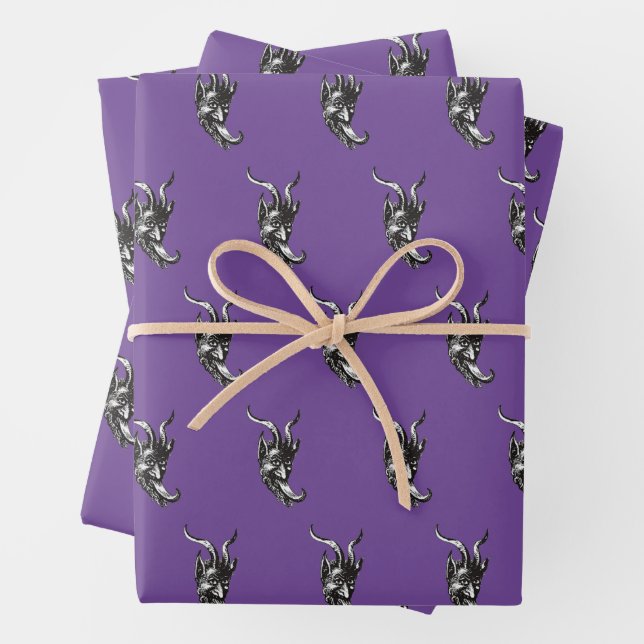 Krampus Wrapping Paper Flat Sheet Set of 3 (In situ)