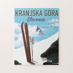 Kranjska Gora Slovenia ski poster Jigsaw Puzzle