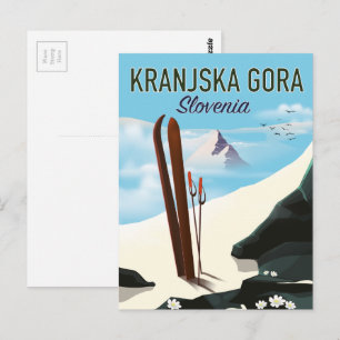 Kranjska Gora Slovenia ski poster Postcard