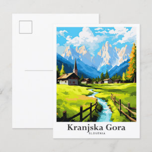 Kranjska Gora Slovenia Travel Potrait Illustration Postcard