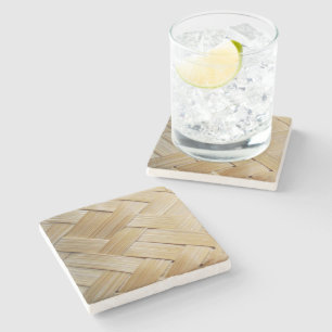 Kratip Thai Lao Isan Bamboo Rice Basket Stone Coaster