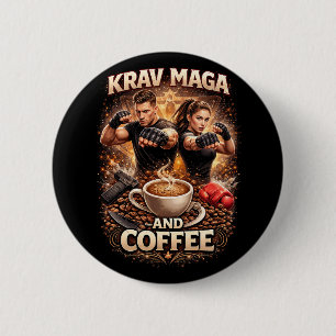 Krav Maga and Coffee 6 Cm Round Badge
