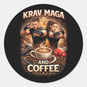 Krav Maga and Coffee Classic Round Sticker