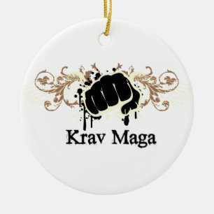 Krav Maga Punch Ceramic Tree Decoration