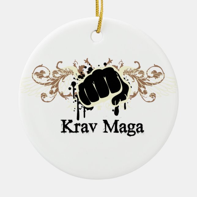 Krav Maga Punch Ceramic Tree Decoration (Front)