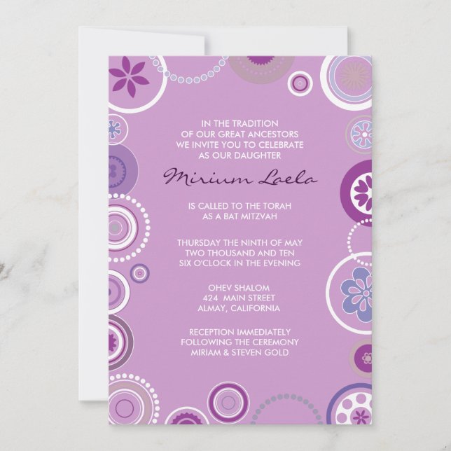 KRAZY POLKA DOT  Bat Mitzvah Invitation Pink (Front)
