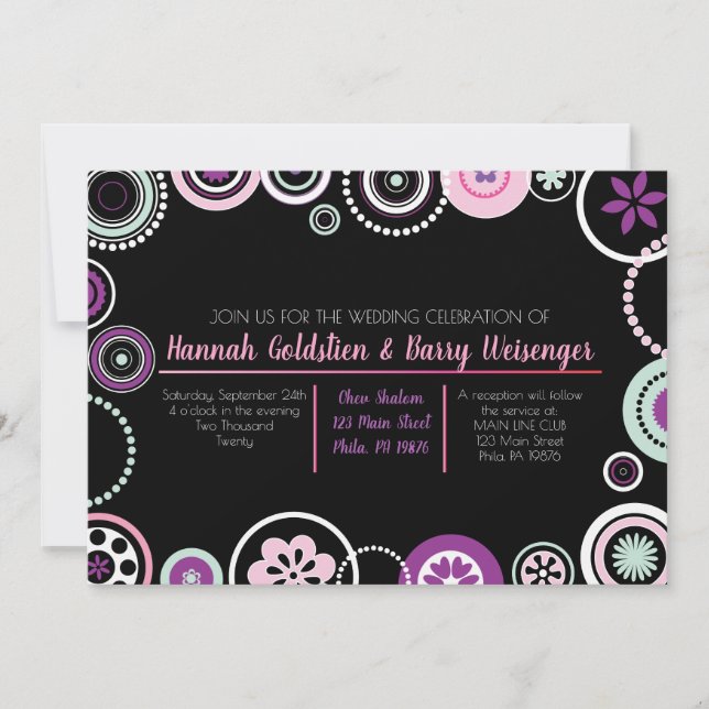 KRAZY POLKA DOTS Abstract Wedding Invitation (Front)