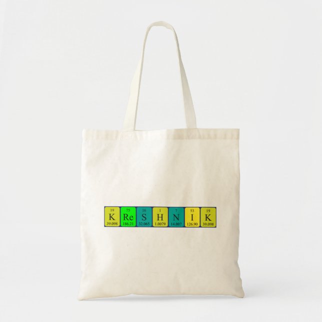 Kreshnik periodic table name tote bag (Front)