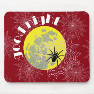 Kreuzspinne im Netz bei Vollmond Mouse Pad