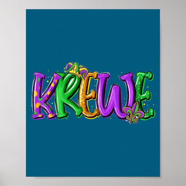 Krewe Fleur De Lis Mardi Gras For Men Women Kids B Poster (Front)