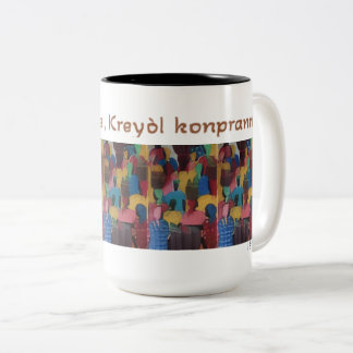 Kreyol Pale, Kreyol Konpran - Haitian Proverb Two-Tone Coffee Mug