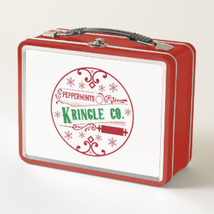Kringle Peppermint Company Holiday Metal Lunch Box