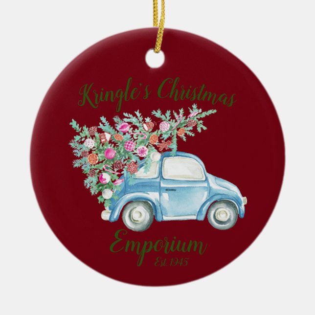 Kringle's Christmas Emporium Ceramic Ornament (Front)