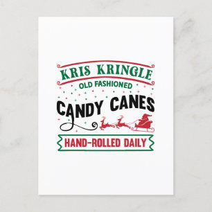Kris Kringle Candy canes Holiday Postcard