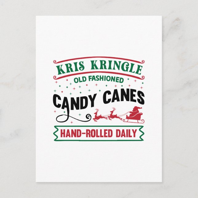 Kris Kringle Candy canes Holiday Postcard (Front)