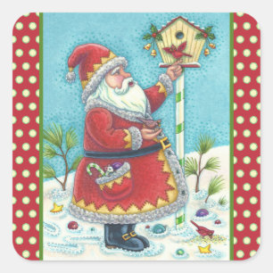 KRIS KRINGLE & CARDINALS CHRISTMAS SANTA STICKERS
