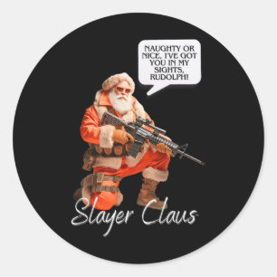 Kris Kringle Festive Hunting Xmas Santa Claus Camo Classic Round Sticker