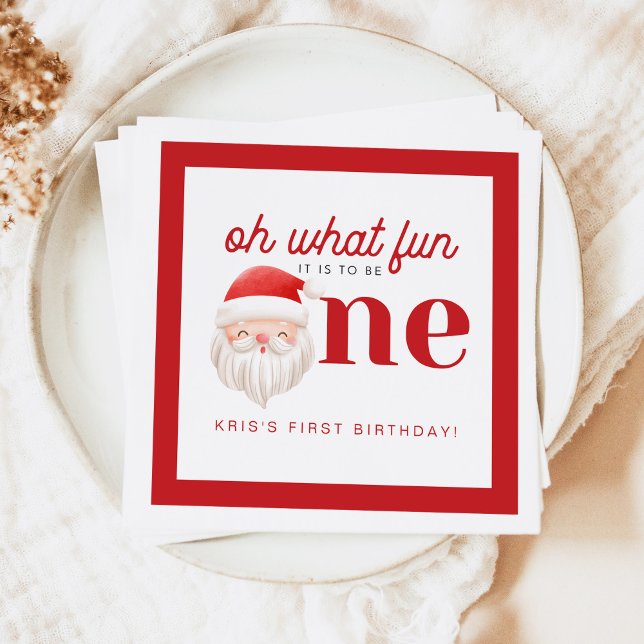 KRIS Oh What Fun To Be One 1st Birthday Invitation Napkin (Creator Uploaded)