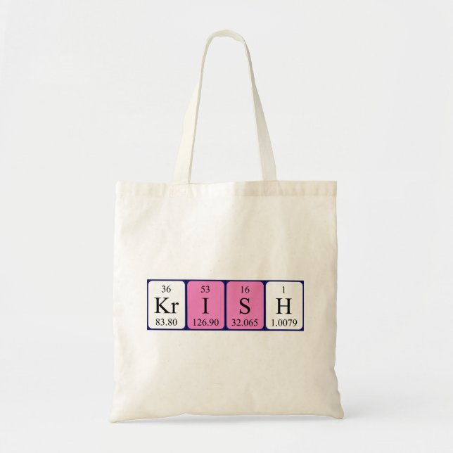 Krish periodic table name tote bag (Front)