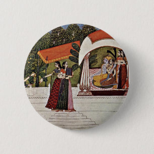 Krishna And Radha In A Pavilion By Nihâl Chand 6 Cm Round Badge