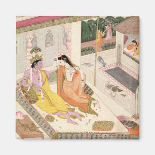 Krishna and Radha on a bed in a Mogul palace, Punj Magnet