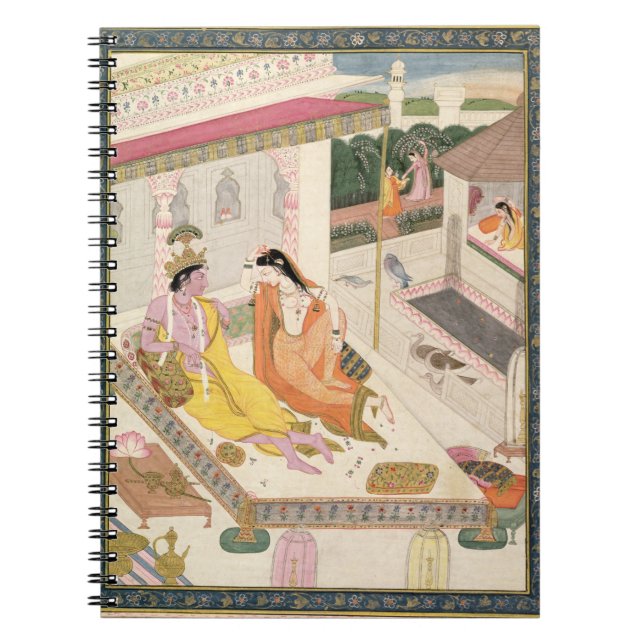 Krishna and Radha on a bed in a Mogul palace, Punj Notebook (Front)