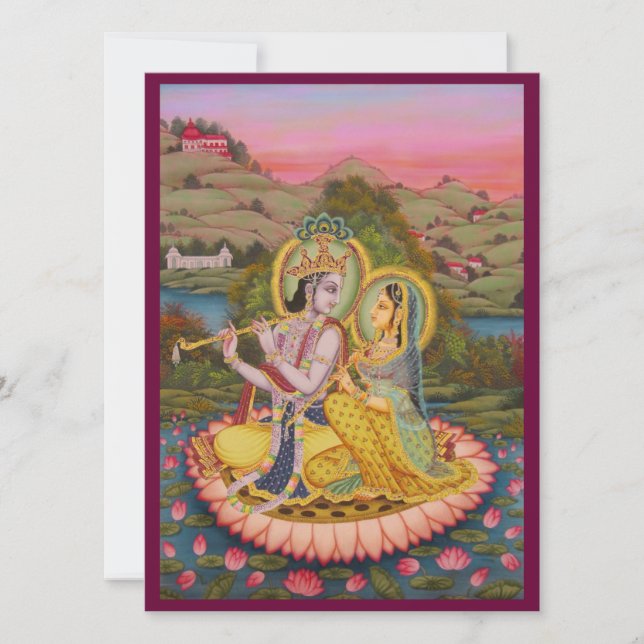 Krishna and Radha on lotusInvitation Invitation (Front)