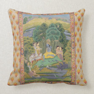 Krishna and the Gopis (gouache on paper) Cushion