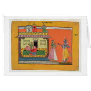 Krishna arriving at Radha's house, illustration fr