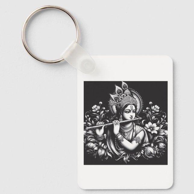 Krishna Black and White Key Ring (Front)