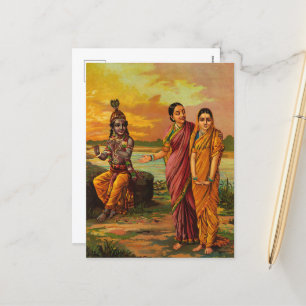 Krishna declaring his love for Radha by Raja Ravi Holiday Postcard