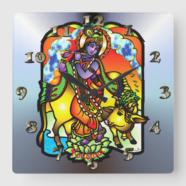 Krishna - Gods and Deities Square Wall Clock (Front)