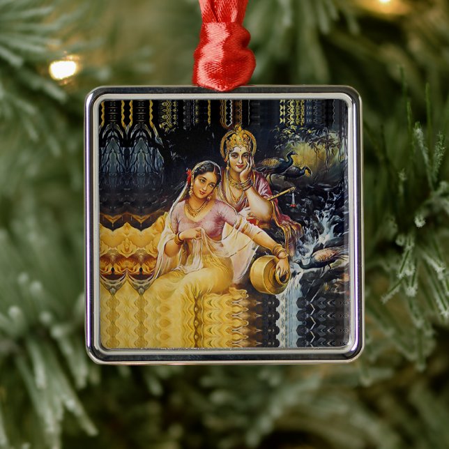 KRISHNA - hindu deity - Metal Ornament (Tree)