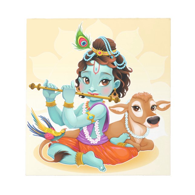 Krishna Indian God playing flute illustration Notepad (Front)