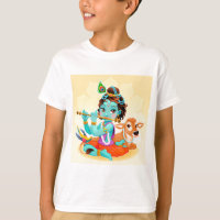 Krishna Indian God playing flute illustration